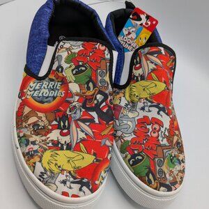 Looney Tunes Men's Slip-On Sneakers Size 10.5, "That's All Folks!" Heel